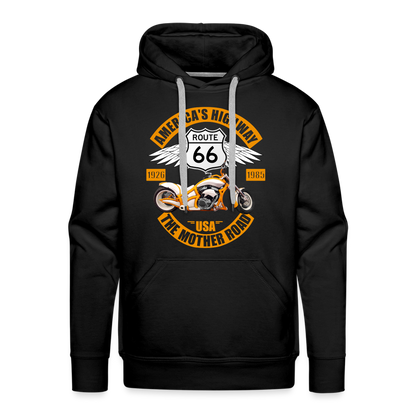 Route 66 Hoodie, Americas Road, Fathers Day Gift, Mother Road, Route 66 Hoodie, Road Trip Hoodie, Route 66 Usa Motorcycle Biker Souvenir Men’s Premium Hoodie - black