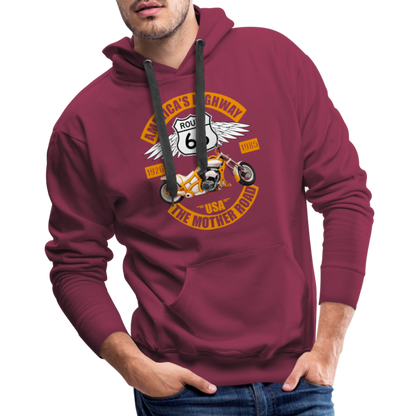 Route 66 Hoodie, Americas Road, Fathers Day Gift, Mother Road, Route 66 Hoodie, Road Trip Hoodie, Route 66 Usa Motorcycle Biker Souvenir Men’s Premium Hoodie - burgundy