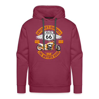 Route 66 Hoodie, Americas Road, Fathers Day Gift, Mother Road, Route 66 Hoodie, Road Trip Hoodie, Route 66 Usa Motorcycle Biker Souvenir Men’s Premium Hoodie - burgundy