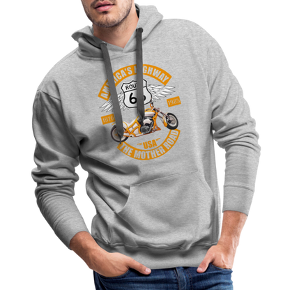 Route 66 Hoodie, Americas Road, Fathers Day Gift, Mother Road, Route 66 Hoodie, Road Trip Hoodie, Route 66 Usa Motorcycle Biker Souvenir Men’s Premium Hoodie - heather grey