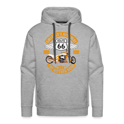 Route 66 Hoodie, Americas Road, Fathers Day Gift, Mother Road, Route 66 Hoodie, Road Trip Hoodie, Route 66 Usa Motorcycle Biker Souvenir Men’s Premium Hoodie - heather grey