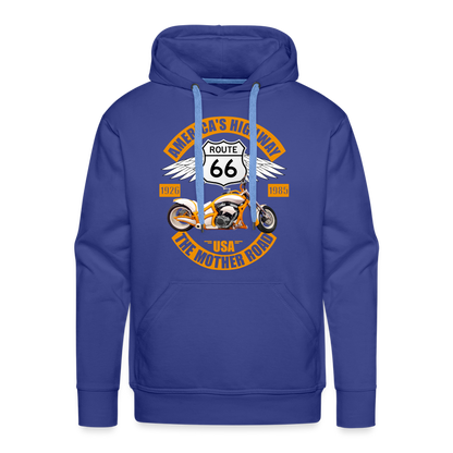 Route 66 Hoodie, Americas Road, Fathers Day Gift, Mother Road, Route 66 Hoodie, Road Trip Hoodie, Route 66 Usa Motorcycle Biker Souvenir Men’s Premium Hoodie - royal blue