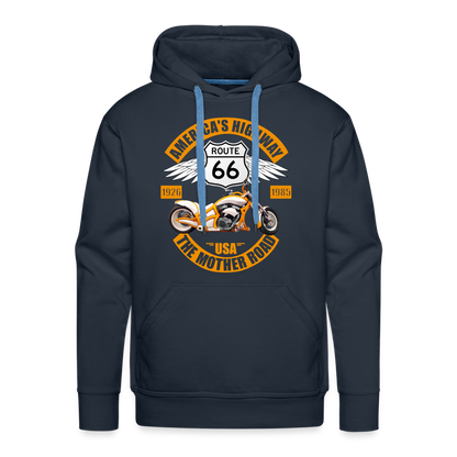 Route 66 Hoodie, Americas Road, Fathers Day Gift, Mother Road, Route 66 Hoodie, Road Trip Hoodie, Route 66 Usa Motorcycle Biker Souvenir Men’s Premium Hoodie - navy