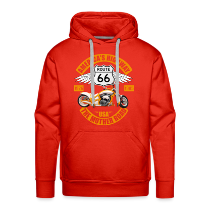 Route 66 Hoodie, Americas Road, Fathers Day Gift, Mother Road, Route 66 Hoodie, Road Trip Hoodie, Route 66 Usa Motorcycle Biker Souvenir Men’s Premium Hoodie - red
