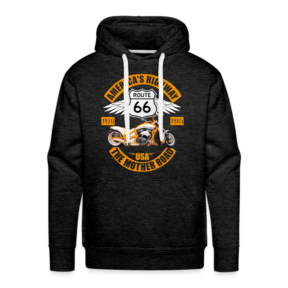 Route 66 Hoodie, Americas Road, Fathers Day Gift, Mother Road, Route 66 Hoodie, Road Trip Hoodie, Route 66 Usa Motorcycle Biker Souvenir Men’s Premium Hoodie - charcoal grey