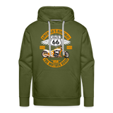 Route 66 Hoodie, Americas Road, Fathers Day Gift, Mother Road, Route 66 Hoodie, Road Trip Hoodie, Route 66 Usa Motorcycle Biker Souvenir Men’s Premium Hoodie - olive green