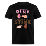 Adult Humor Shirt, The shocker symbol t-shirt. Inappropriate adult sexual humor. 2 in the pink 1 in the stink butt play anal joke, Two, One - black