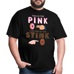 Adult Humor Shirt, The shocker symbol t-shirt. Inappropriate adult sexual humor. 2 in the pink 1 in the stink butt play anal joke, Two, One - black