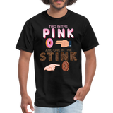 Adult Humor Shirt, The shocker symbol t-shirt. Inappropriate adult sexual humor. 2 in the pink 1 in the stink butt play anal joke, Two, One - black