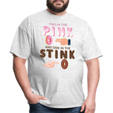 Adult Humor Shirt, The shocker symbol t-shirt. Inappropriate adult sexual humor. 2 in the pink 1 in the stink butt play anal joke, Two, One - light heather gray