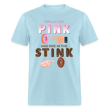 Adult Humor Shirt, The shocker symbol t-shirt. Inappropriate adult sexual humor. 2 in the pink 1 in the stink butt play anal joke, Two, One - powder blue