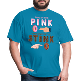 Adult Humor Shirt, The shocker symbol t-shirt. Inappropriate adult sexual humor. 2 in the pink 1 in the stink butt play anal joke, Two, One - turquoise