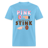 Adult Humor Shirt, The shocker symbol t-shirt. Inappropriate adult sexual humor. 2 in the pink 1 in the stink butt play anal joke, Two, One - aquatic blue