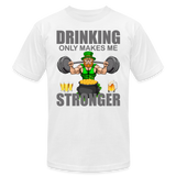 St Patrick Day Shirt, Shamrock Shirt, Drinking Only Makes Me Stronger, Irish Shirt, Lucky Shirt, St Patricks Shirt, St Patricks Day Tee, St Patricks Day Gifts - white