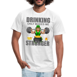 St Patrick Day Shirt, Shamrock Shirt, Drinking Only Makes Me Stronger, Irish Shirt, Lucky Shirt, St Patricks Shirt, St Patricks Day Tee, St Patricks Day Gifts - white