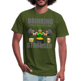 St Patrick Day Shirt, Shamrock Shirt, Drinking Only Makes Me Stronger, Irish Shirt, Lucky Shirt, St Patricks Shirt, St Patricks Day Tee, St Patricks Day Gifts - olive