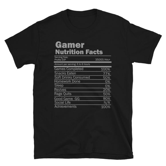 Gamer Nutrition Facts Video Game Shirt, Birthday Gift, Valentine Gift Gift For Gamer, Gamer Gift, Valentine's Day Gift, Gift For Him