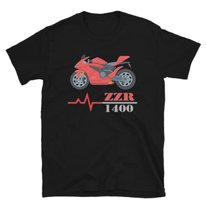 Motorcycle Heartbeat ZZR 1400 T-Shirt - Best Sports Bike Gift Idea For Him Her Boys Girls Tee