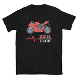 Motorcycle Heartbeat ZZR 1400 T-Shirt - Best Sports Bike Gift Idea For Him Her Boys Girls Tee