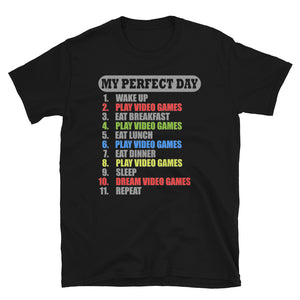 My Perfect Day Video Games Shirt, Gaming Shirt, My Perfect Day T-Shirt, Funny Cool Gamer Shirt, Geek Nerd Shirt