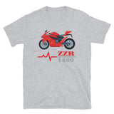 Motorcycle Heartbeat ZZR 1400 T-Shirt - Best Sports Bike Gift Idea For Him Her Boys Girls Tee