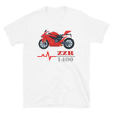 Motorcycle Heartbeat ZZR 1400 T-Shirt - Best Sports Bike Gift Idea For Him Her Boys Girls Tee